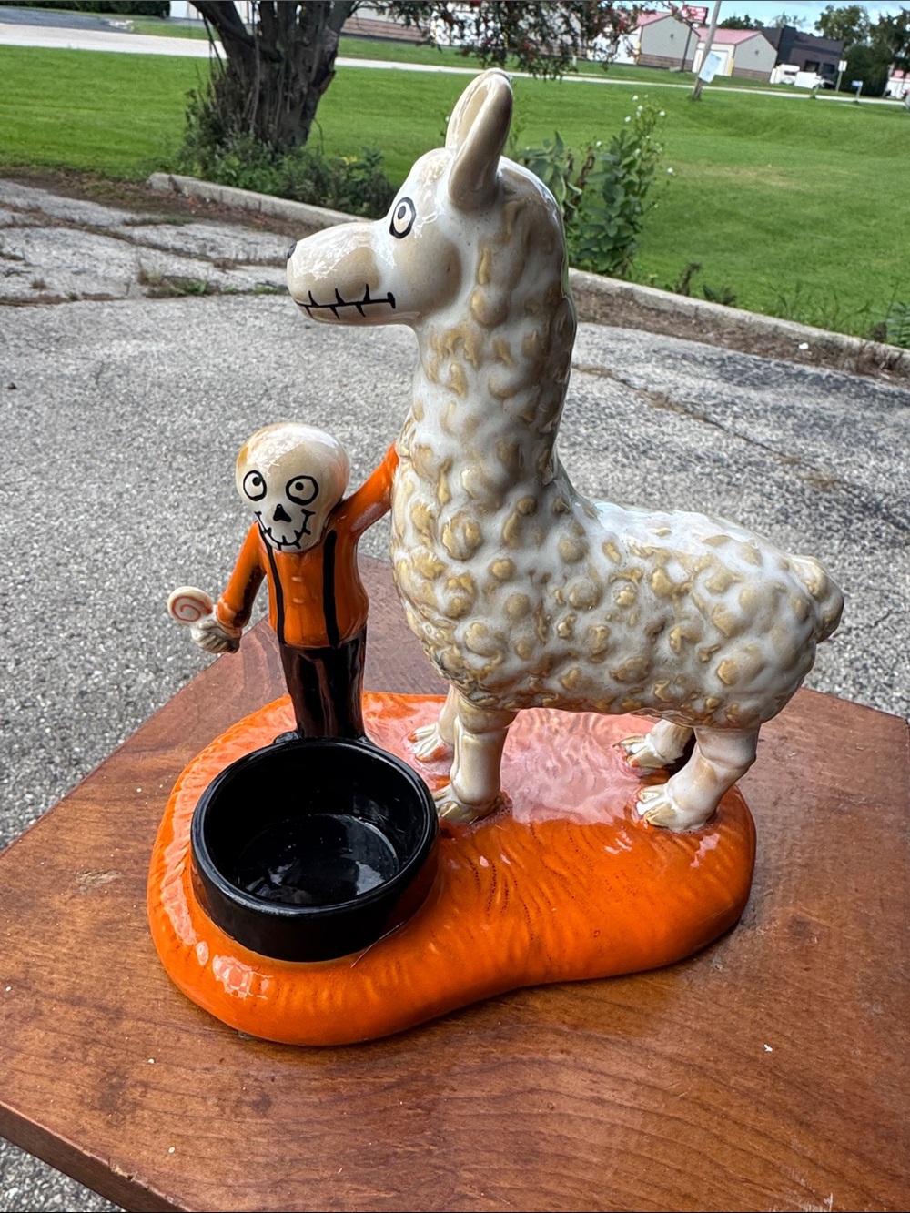 Yankee Candle Orange, White & Black Halloween Llama Candy Holder